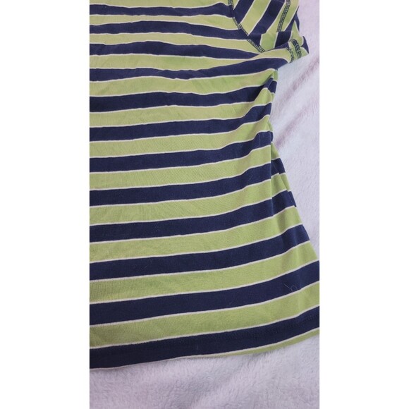 Vintage Y2K Mudd Striped Polo Top Short Sleeve Navy Blue Green Collared Tee Sz M - Picture 11 of 12